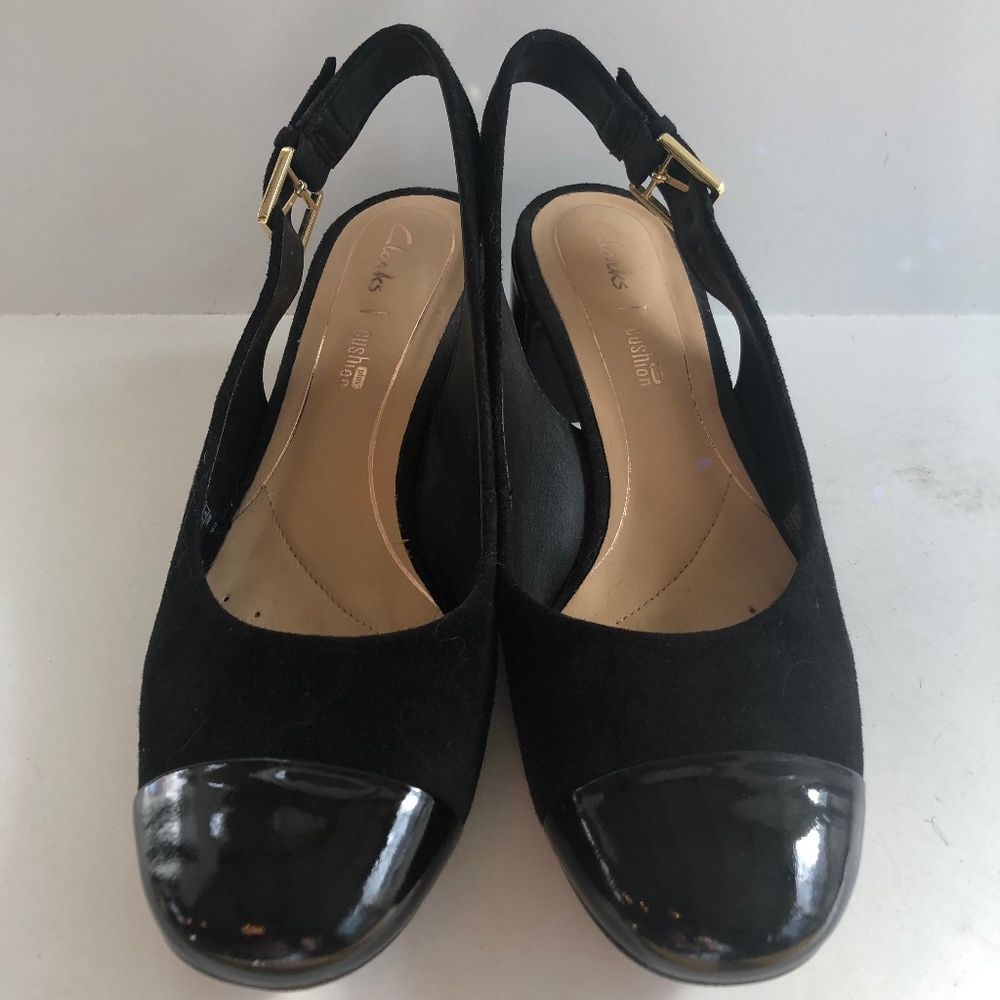 Clark Sling Back Patent Suede Shoe